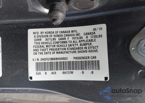 2011 Honda Civic Ex from USA, damaged, VIN 2HGFG1B8XBH502822